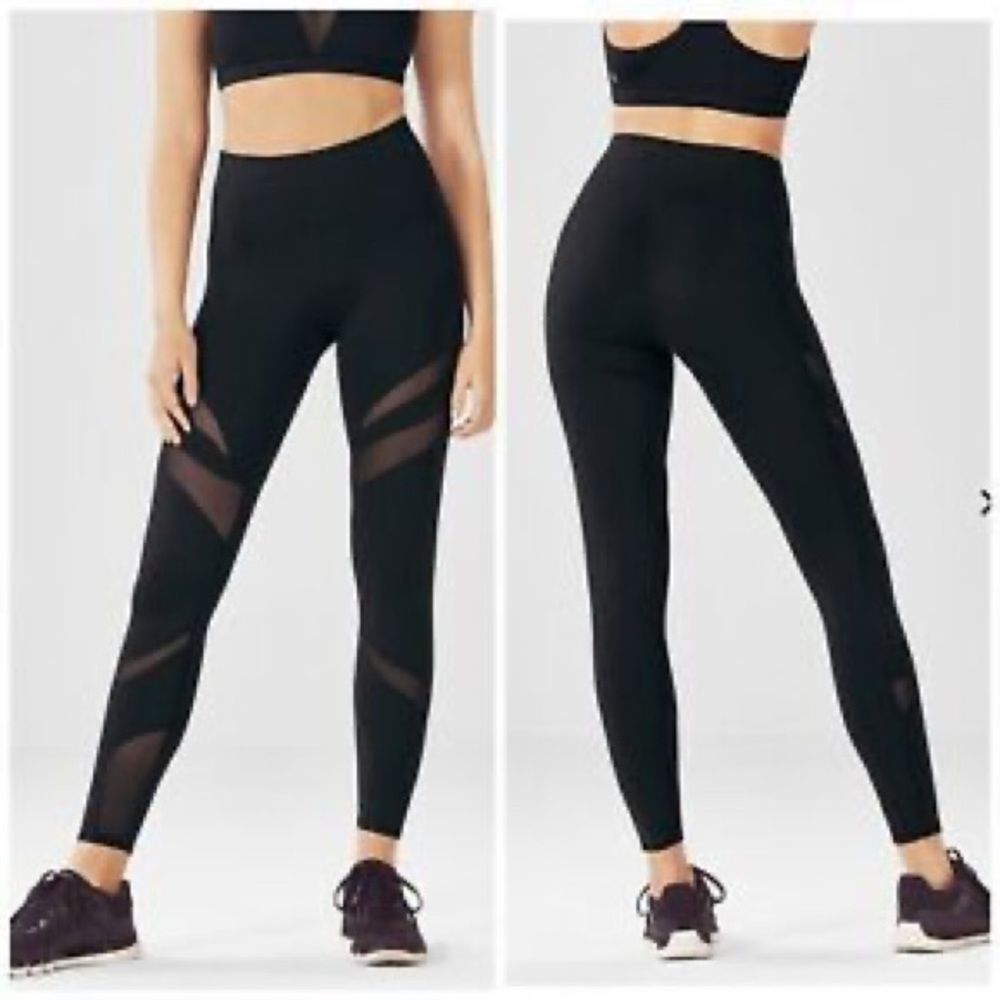 Powerhold by‎ Fabletics Black Mesh Cutout Leggings